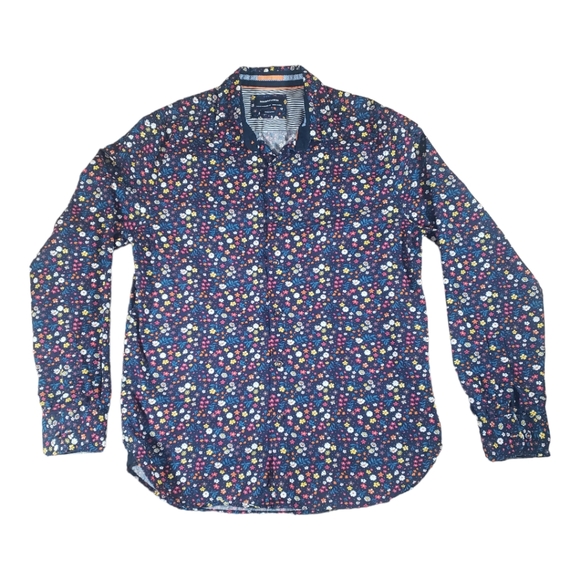 Denim & Flower Ricky Singh Men's Long Sleeve Multicolor Floral Shirt Size M - Picture 1 of 12